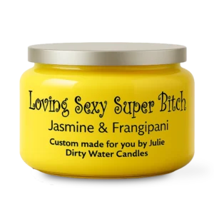 Candle jar for Loving Super Sexy Bitch, yellow color