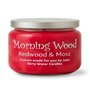 Candle jar for Morning Wood, bright red color