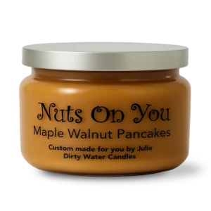 Candle jar for Nuts on You, tan color