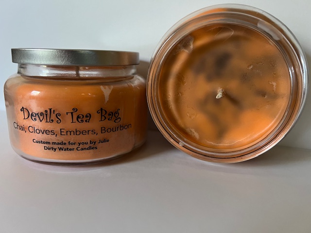open candle jar for Devil's Tea Bag